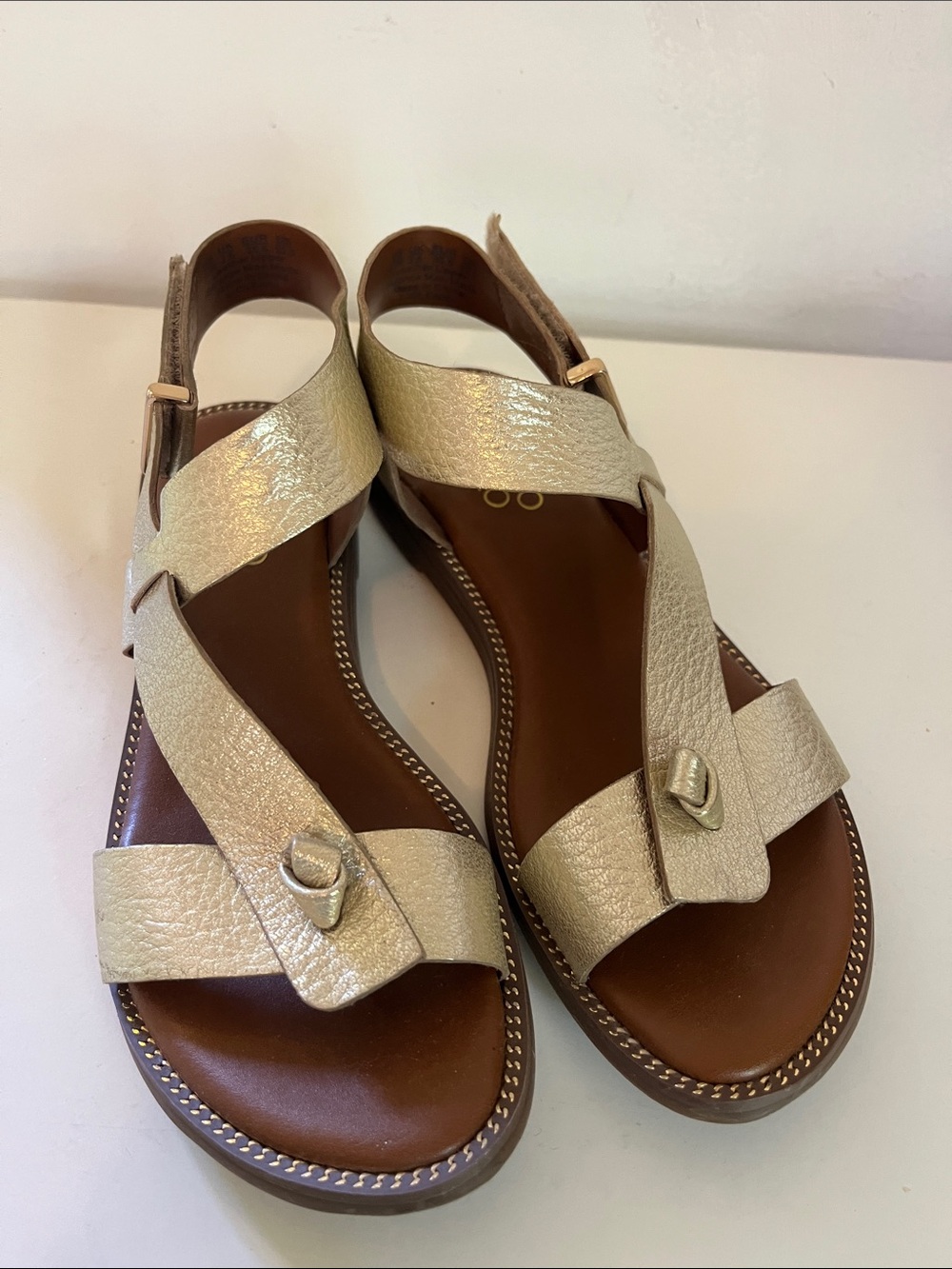Franco Sarto Women's Champagne Leather Sandals